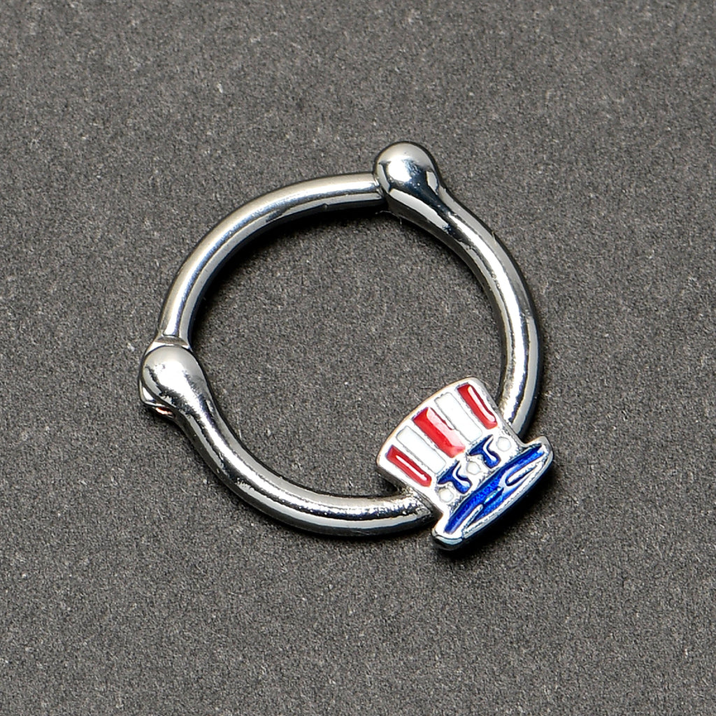 BodyCandy 16G 3/8 Patriotic Uncle Sam Top Hat Cartilage Clicker — back view