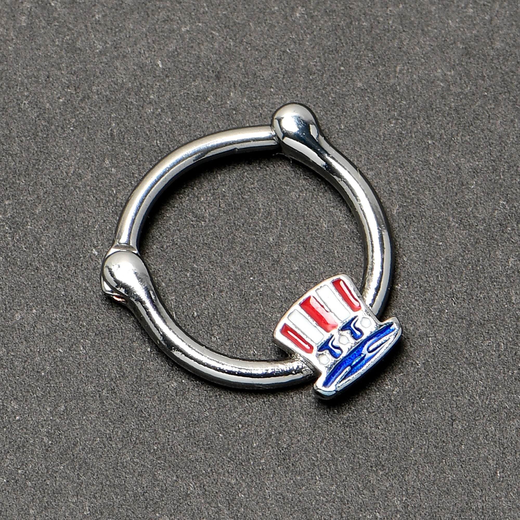 BodyCandy 16G 3/8 Patriotic Uncle Sam Top Hat Cartilage Clicker — back view