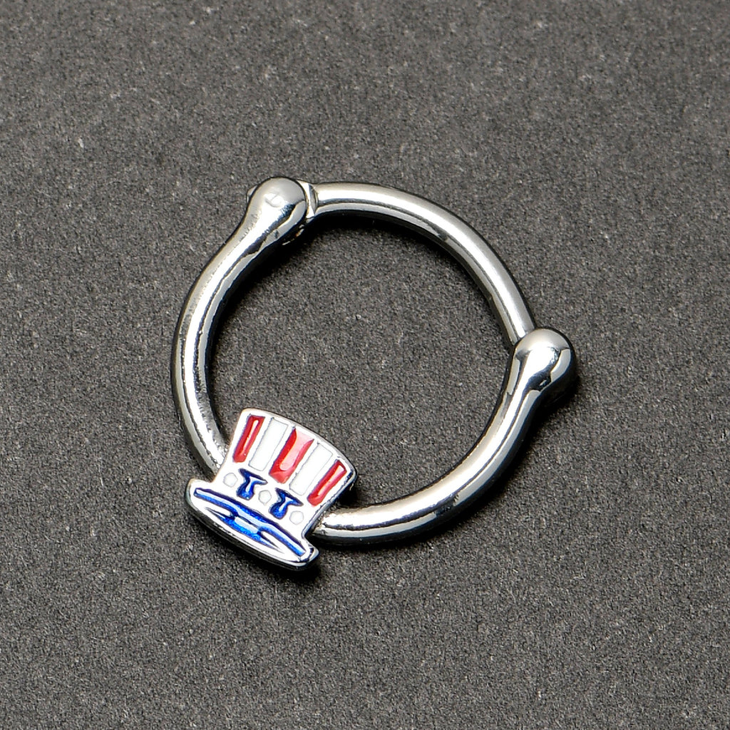 BodyCandy 16G 3/8 Patriotic Uncle Sam Top Hat Cartilage Clicker — size reference