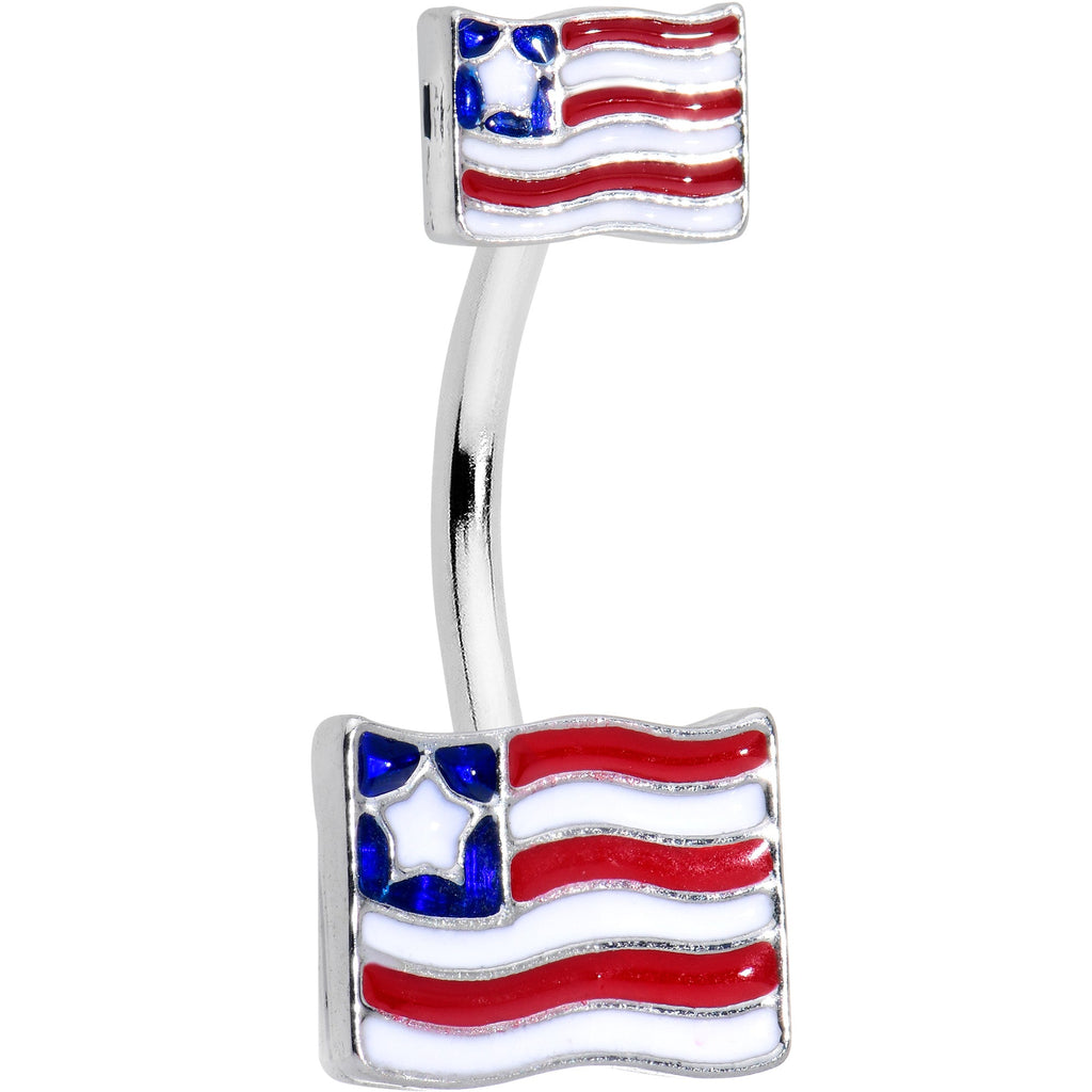 BodyCandy Patriotic Flag Double Mount Belly Ring — main product shot