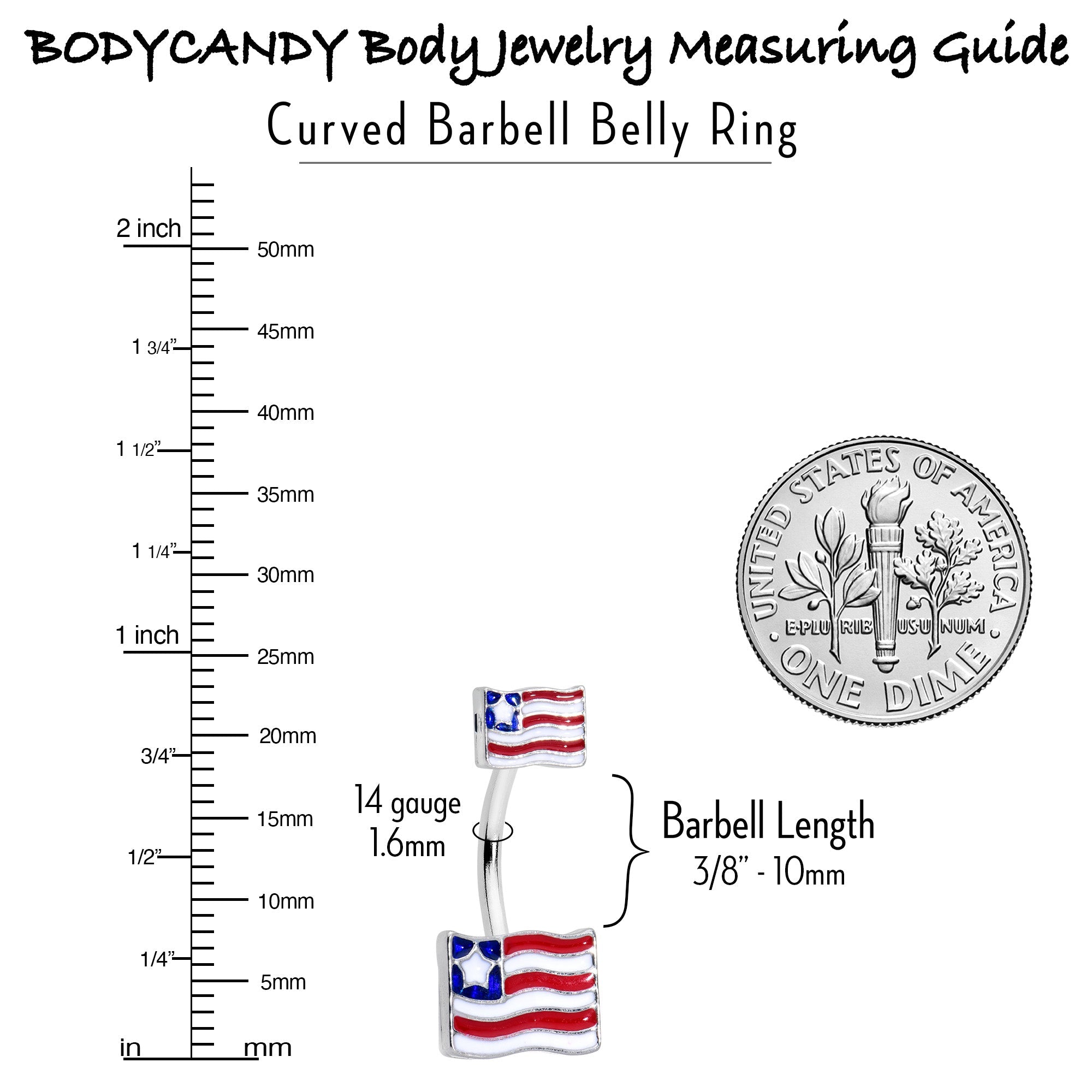 BodyCandy Patriotic Flag Double Mount Belly Ring — lifestyle context