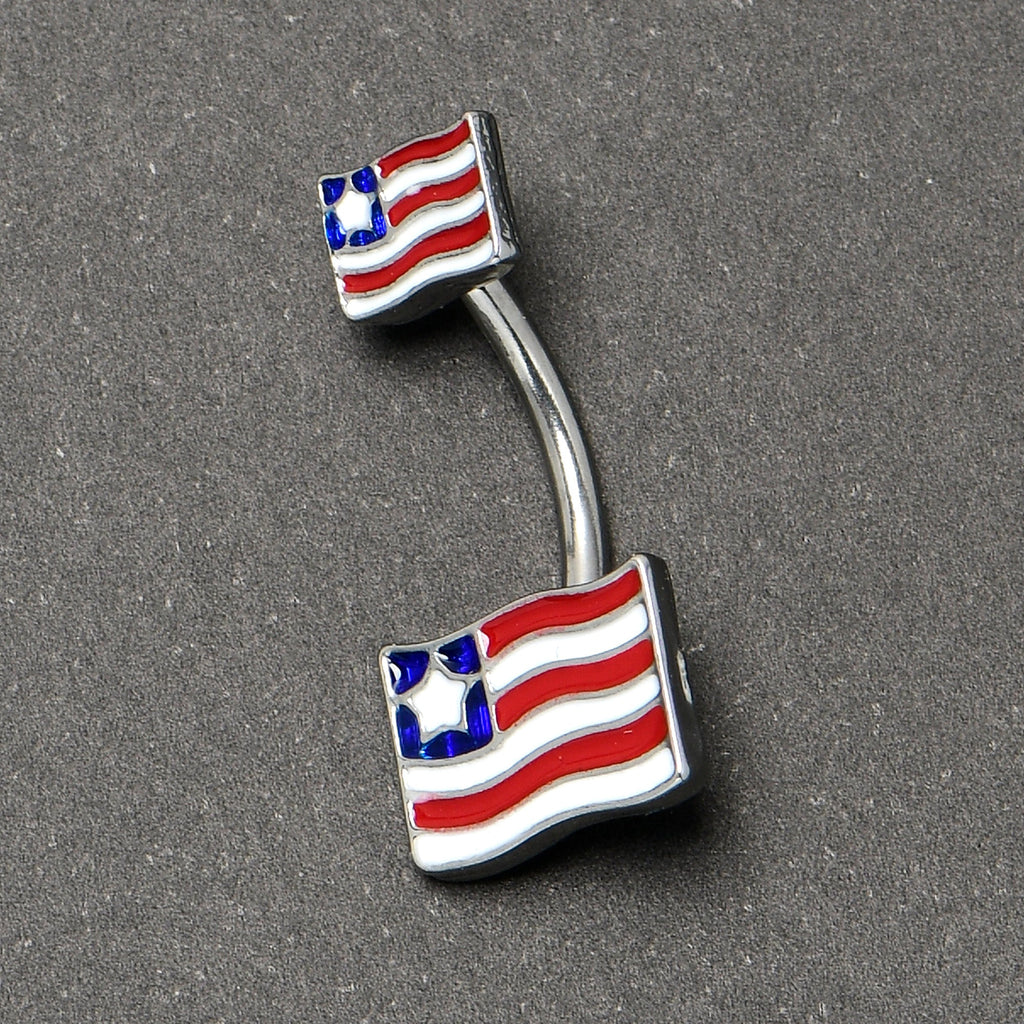 BodyCandy Patriotic Flag Double Mount Belly Ring — side view