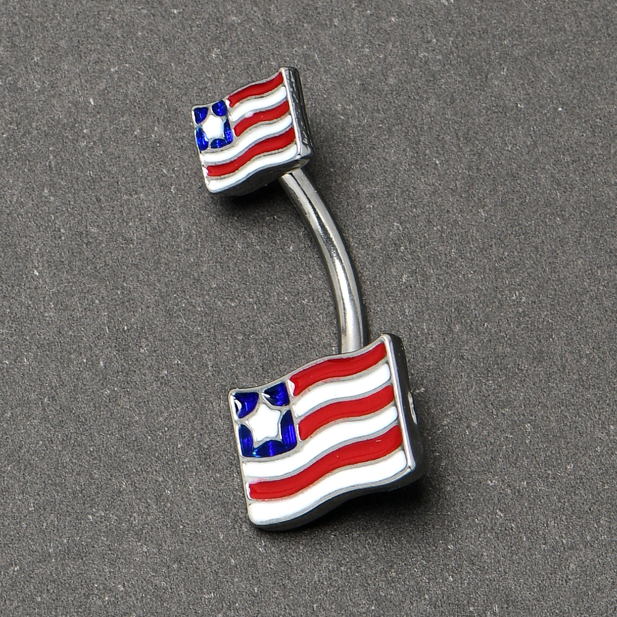 BodyCandy Patriotic Flag Double Mount Belly Ring — side view