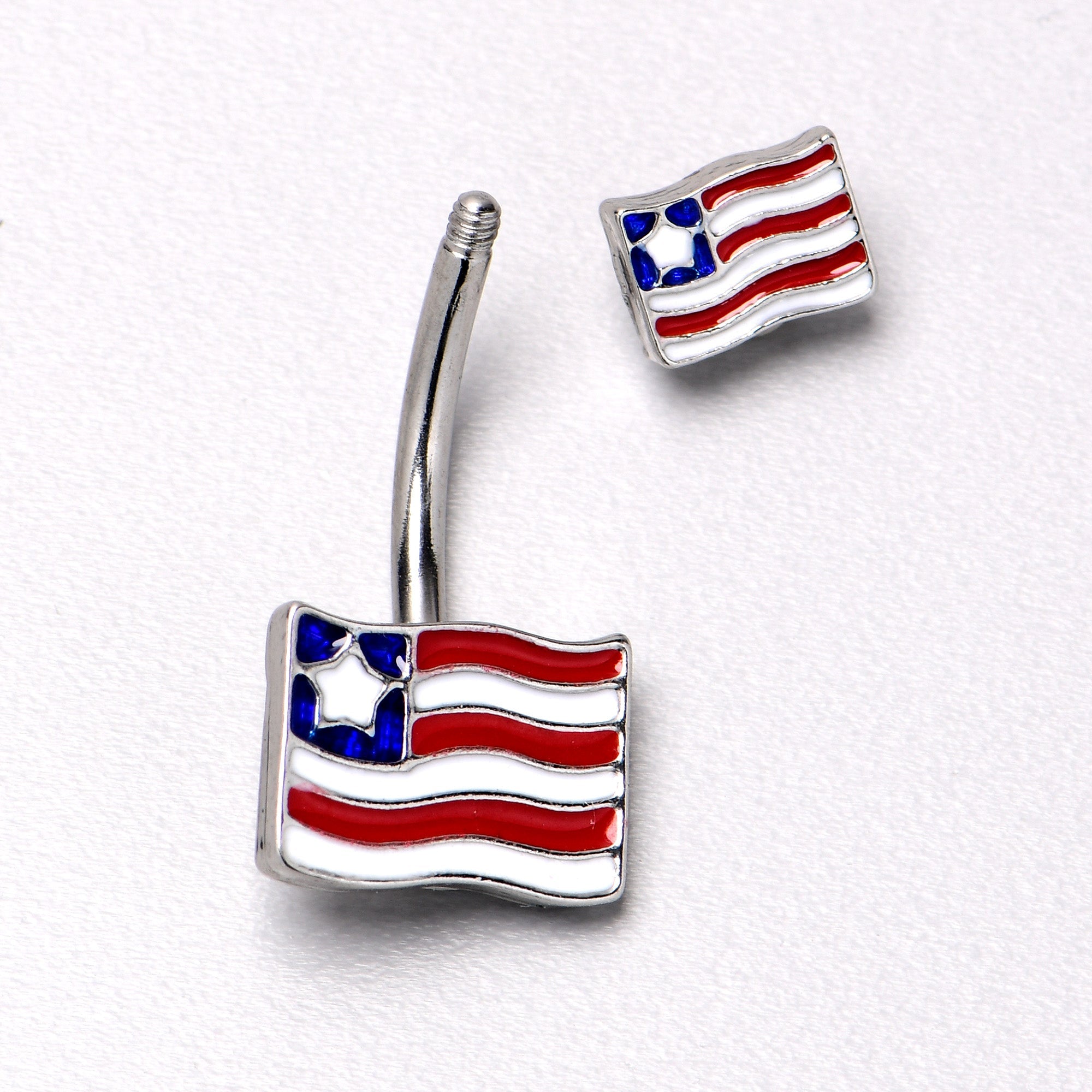 BodyCandy Patriotic Flag Double Mount Belly Ring — alternative angle