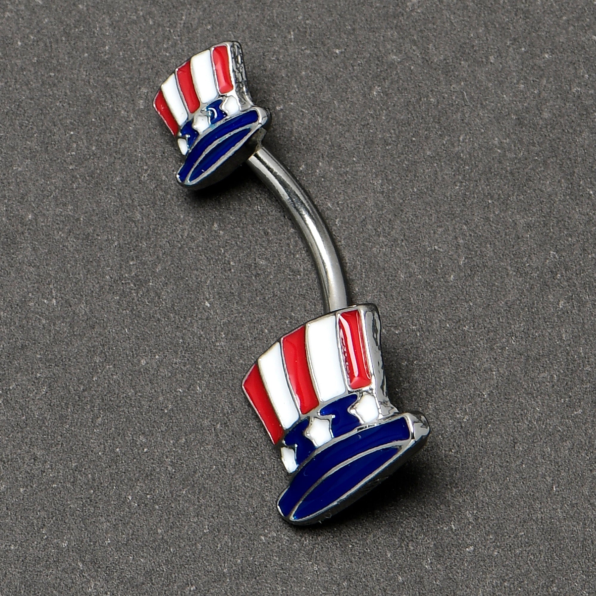 BodyCandy Patriotic Uncle Sam Top Hat Double Mount Belly Ring — side view