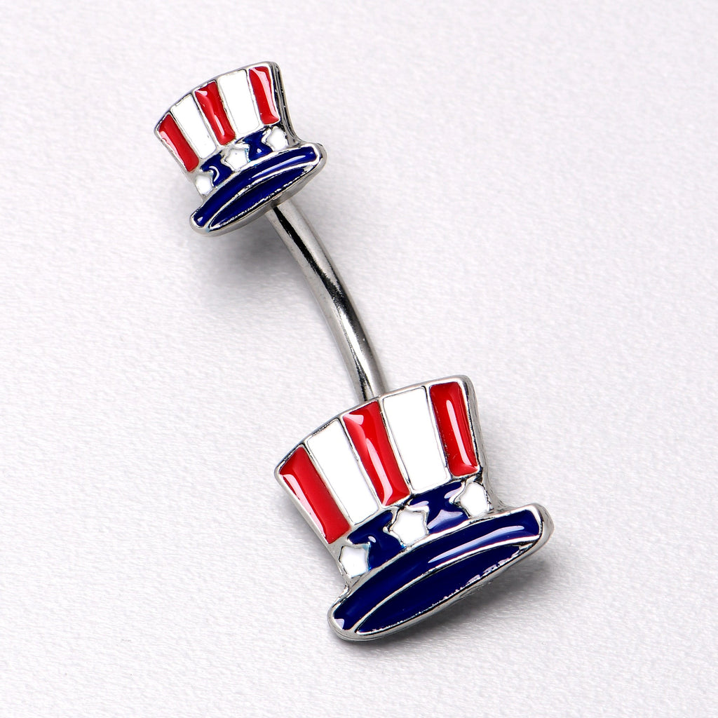 BodyCandy Patriotic Uncle Sam Top Hat Double Mount Belly Ring — back view
