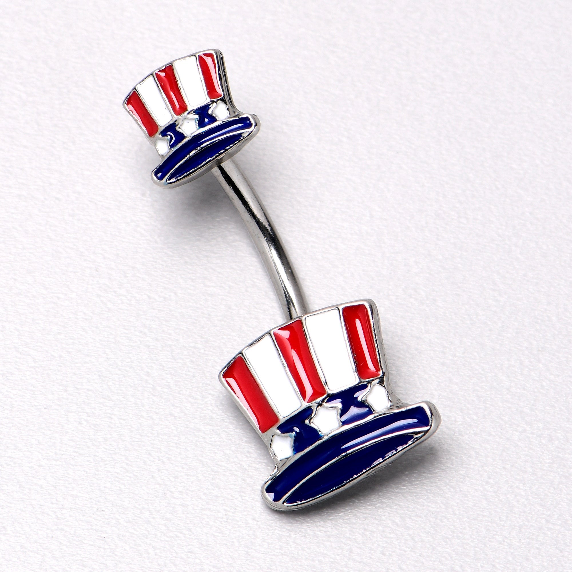 BodyCandy Patriotic Uncle Sam Top Hat Double Mount Belly Ring — back view