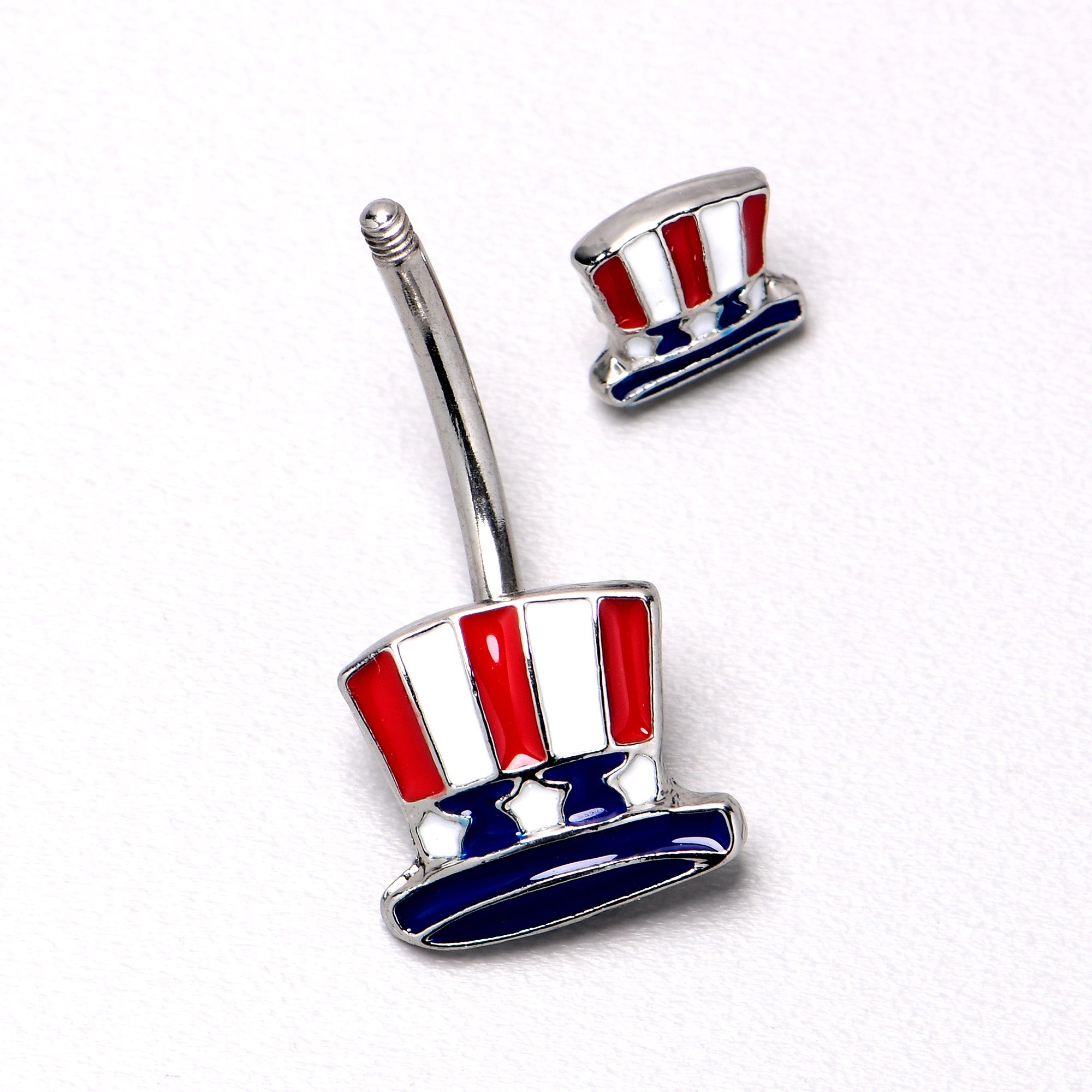 BodyCandy Patriotic Uncle Sam Top Hat Double Mount Belly Ring — alternative angle