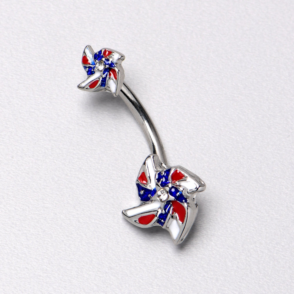 BodyCandy Patriotic Pinwheel Double Mount Belly Ring — back view