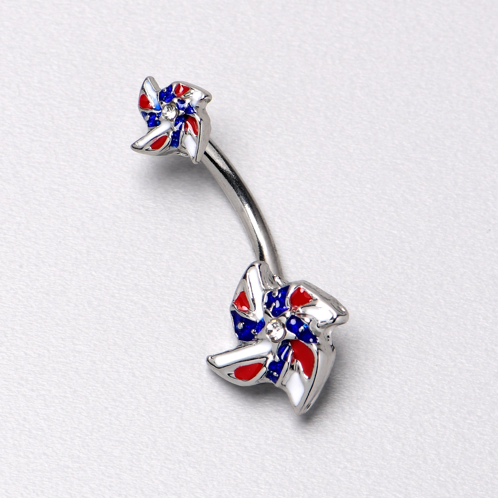 BodyCandy Patriotic Pinwheel Double Mount Belly Ring — back view