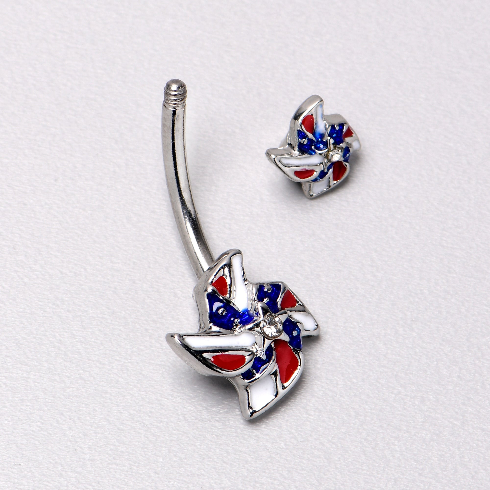 BodyCandy Patriotic Pinwheel Double Mount Belly Ring — alternative angle