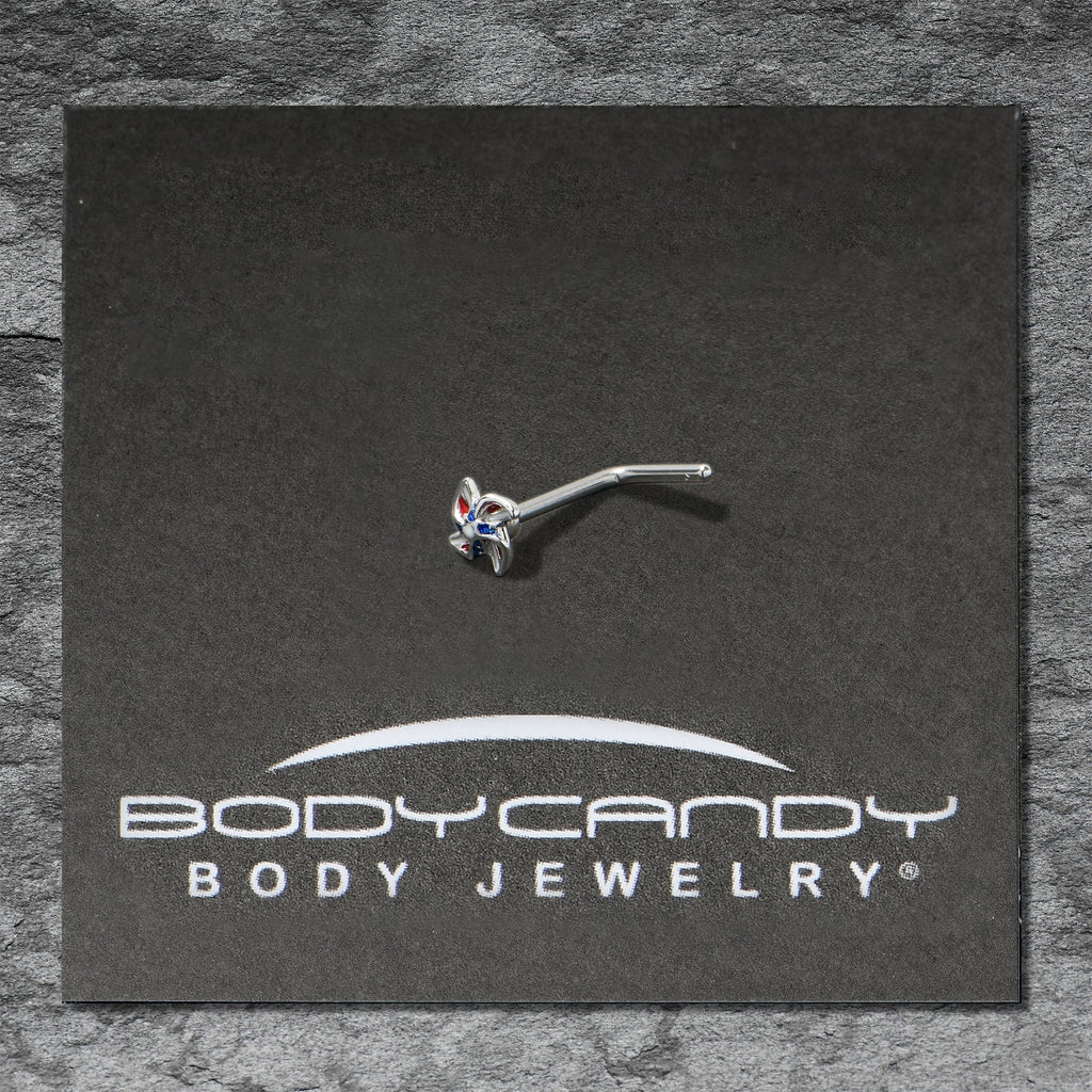 BodyCandy 20G 7mm Patriotic Pinwheel L Shape Nose Ring — in-use photo