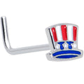 BodyCandy 20G 7mm Patriotic Uncle Sam Top Hat L Shape Nose Ring — main product shot
