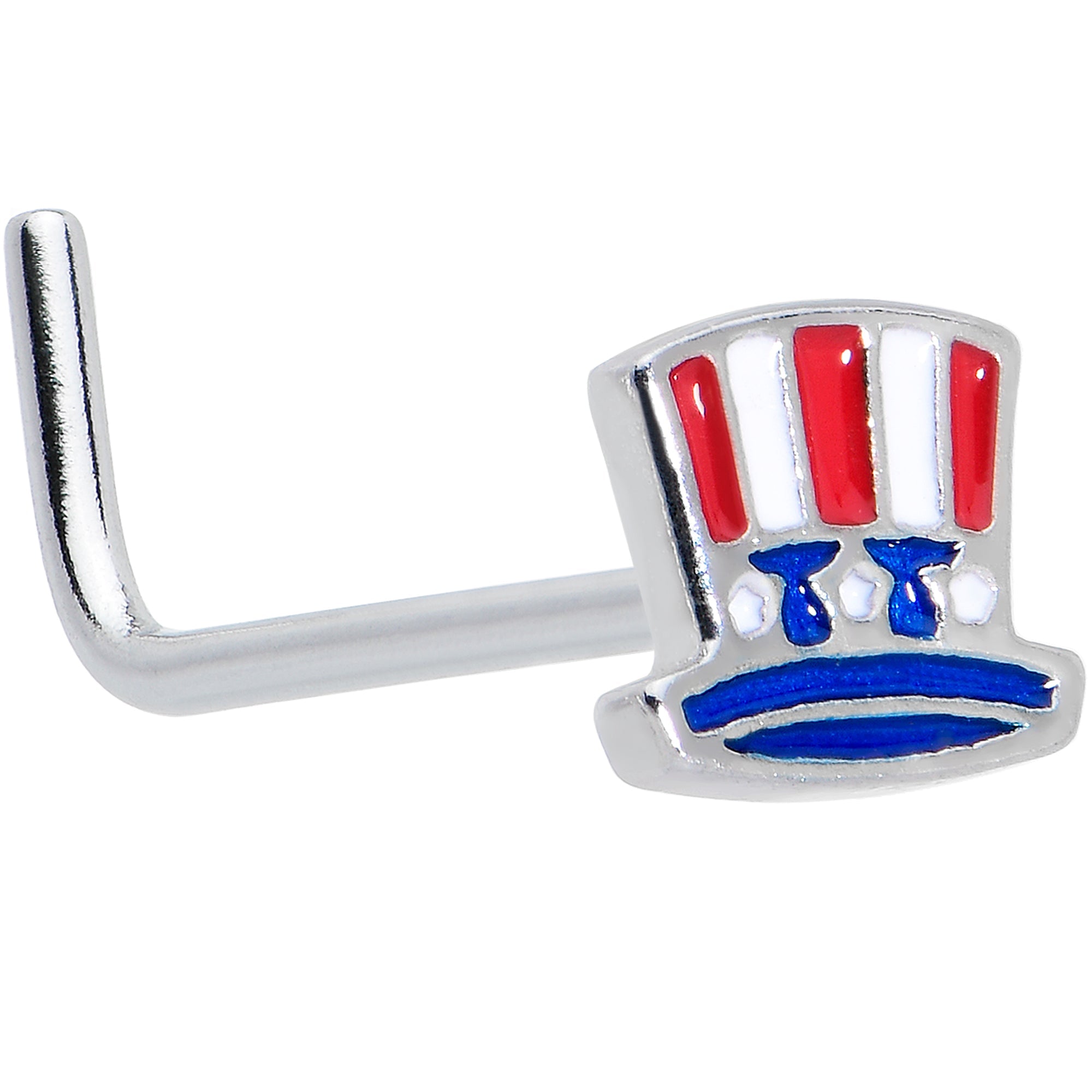 BodyCandy 20G 7mm Patriotic Uncle Sam Top Hat L Shape Nose Ring — main product shot