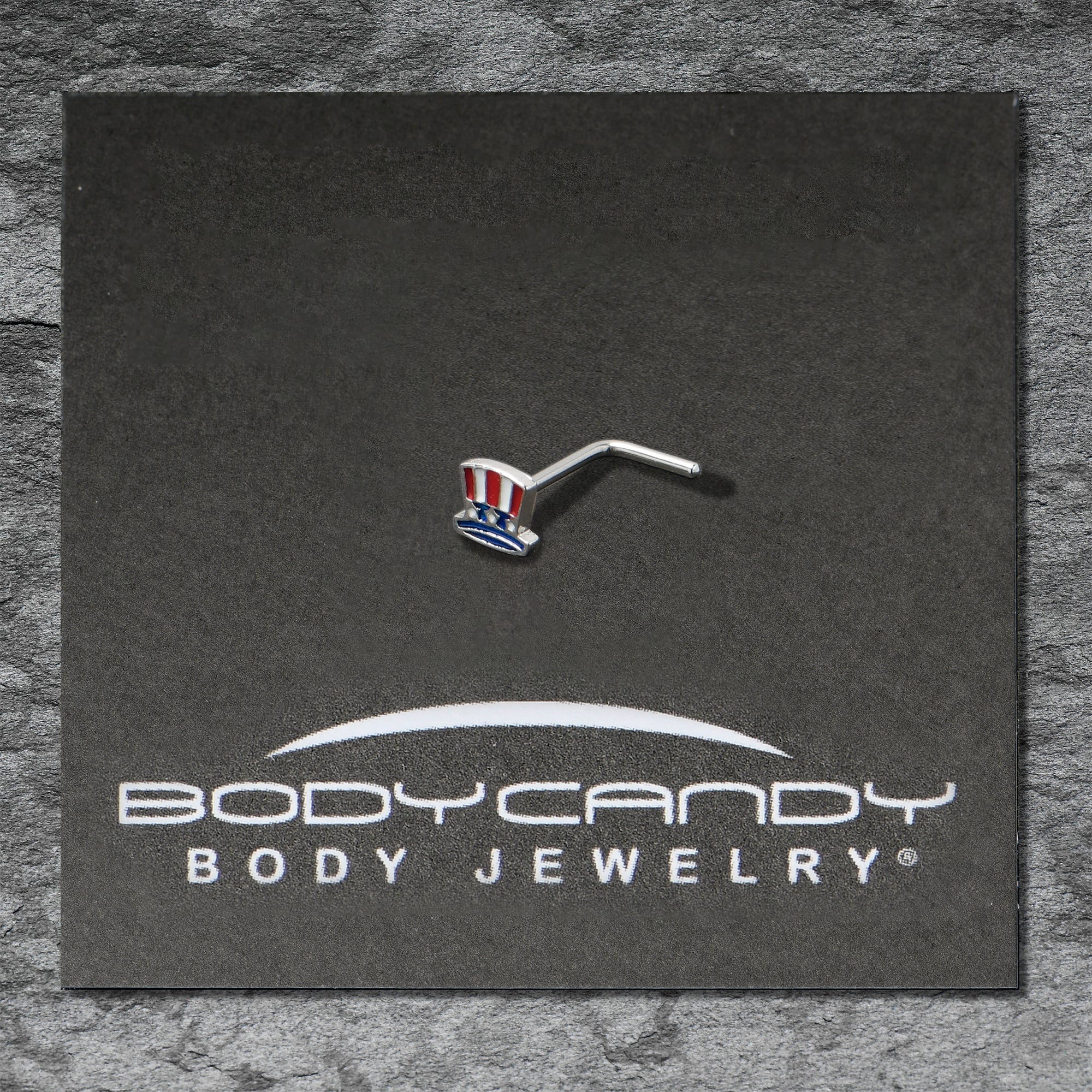 BodyCandy 20G 7mm Patriotic Uncle Sam Top Hat L Shape Nose Ring — alternative angle