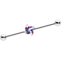 BodyCandy 14G Patriotic Pinwheel Industrial Barbell 38mm — main product shot