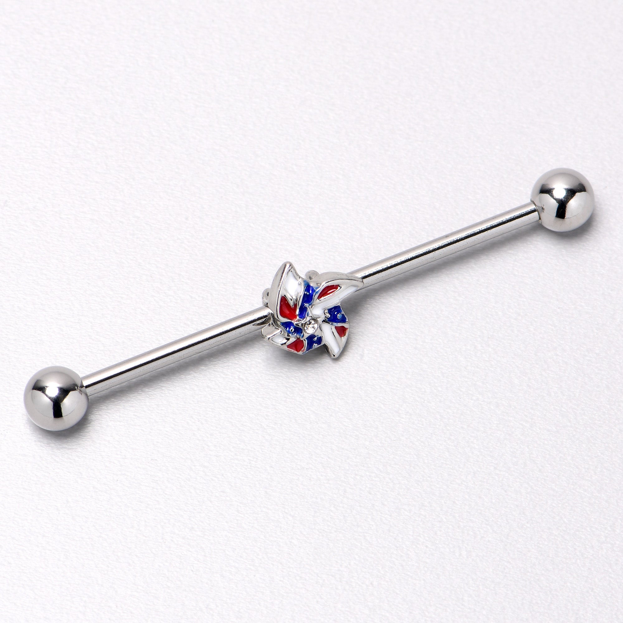 BodyCandy 14G Patriotic Pinwheel Industrial Barbell 38mm — alternative angle