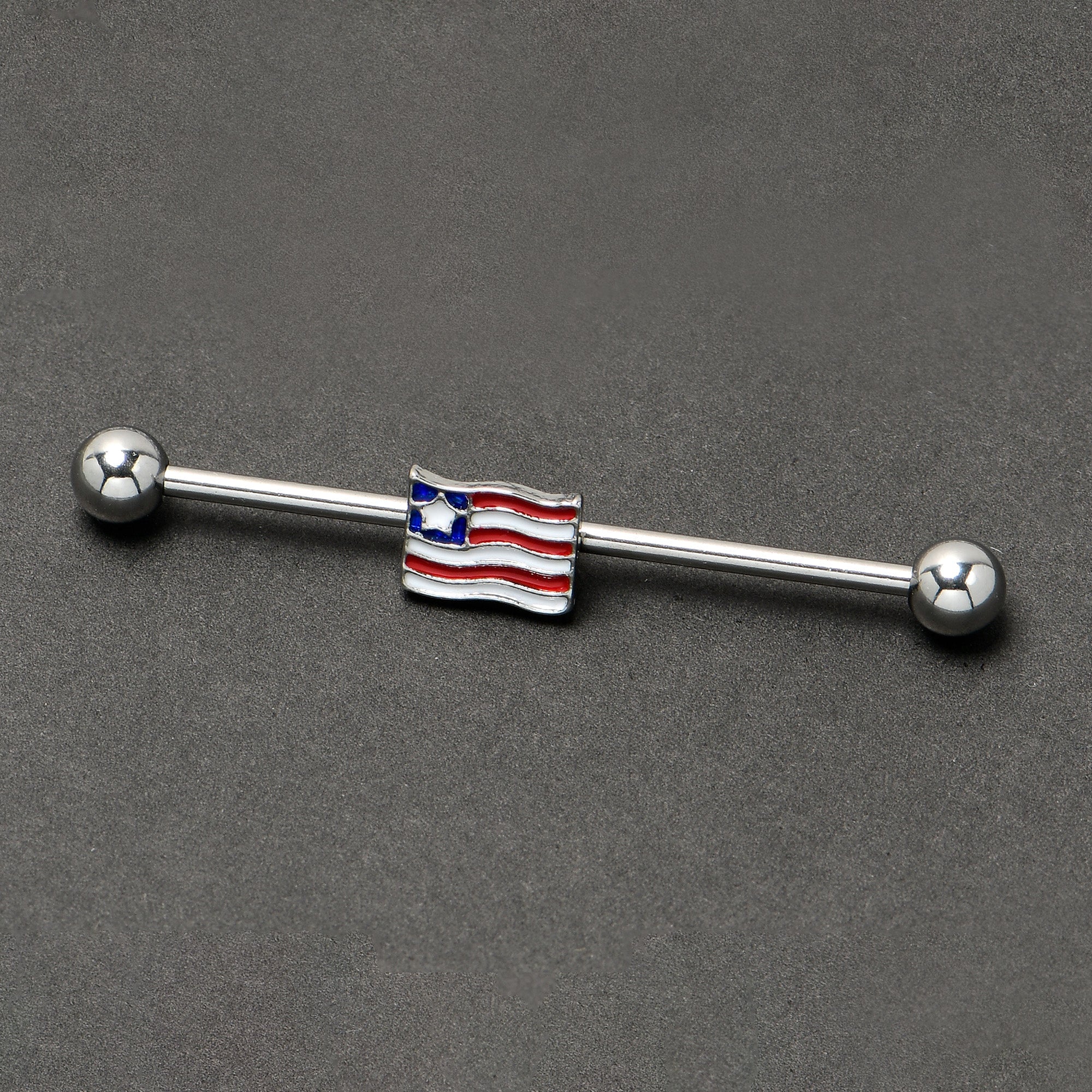 BodyCandy 14G Patriotic Flag Industrial Barbell 38mm — back view