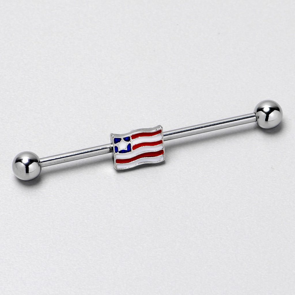 BodyCandy 14G Patriotic Flag Industrial Barbell 38mm — alternative angle