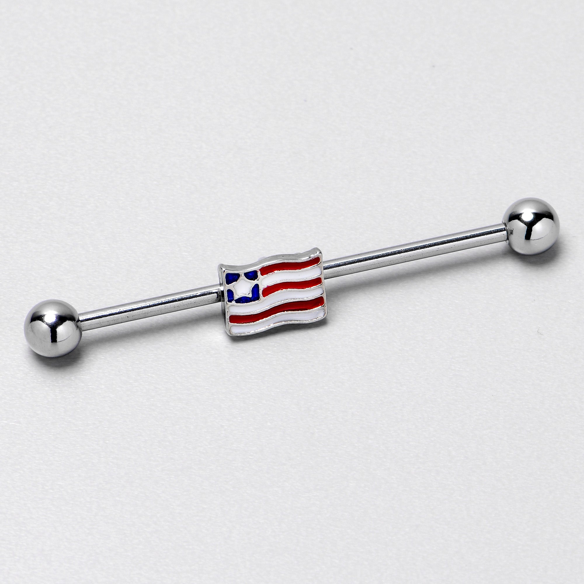 BodyCandy 14G Patriotic Flag Industrial Barbell 38mm — alternative angle