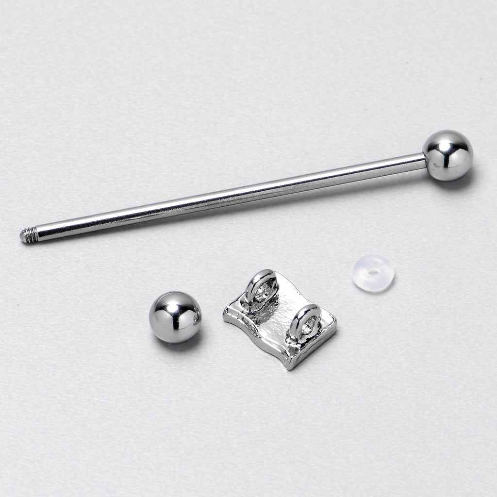 BodyCandy 14G Patriotic Flag Industrial Barbell 38mm — in-use photo