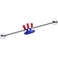 BodyCandy 14G Patriotic Uncle Sam Top Hat Industrial Barbell 38mm — main product shot