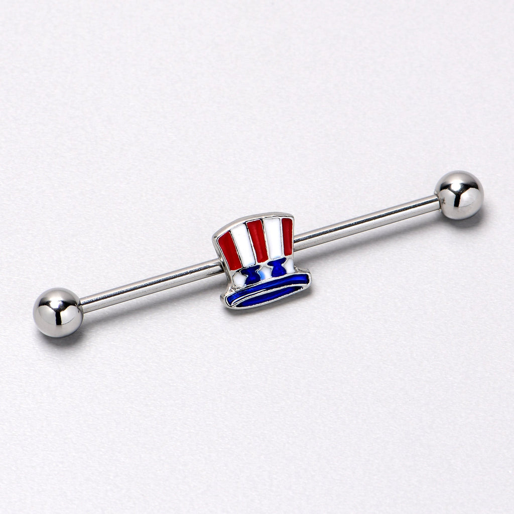 BodyCandy 14G Patriotic Uncle Sam Top Hat Industrial Barbell 38mm — alternative angle