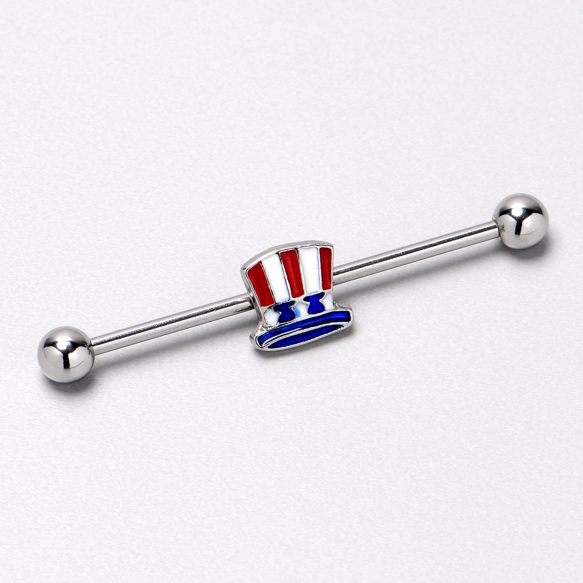 BodyCandy 14G Patriotic Uncle Sam Top Hat Industrial Barbell 38mm — alternative angle