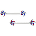 BodyCandy 14G 9/16 Patriotic Pinwheel Barbell Nipple Ring Set — main product shot