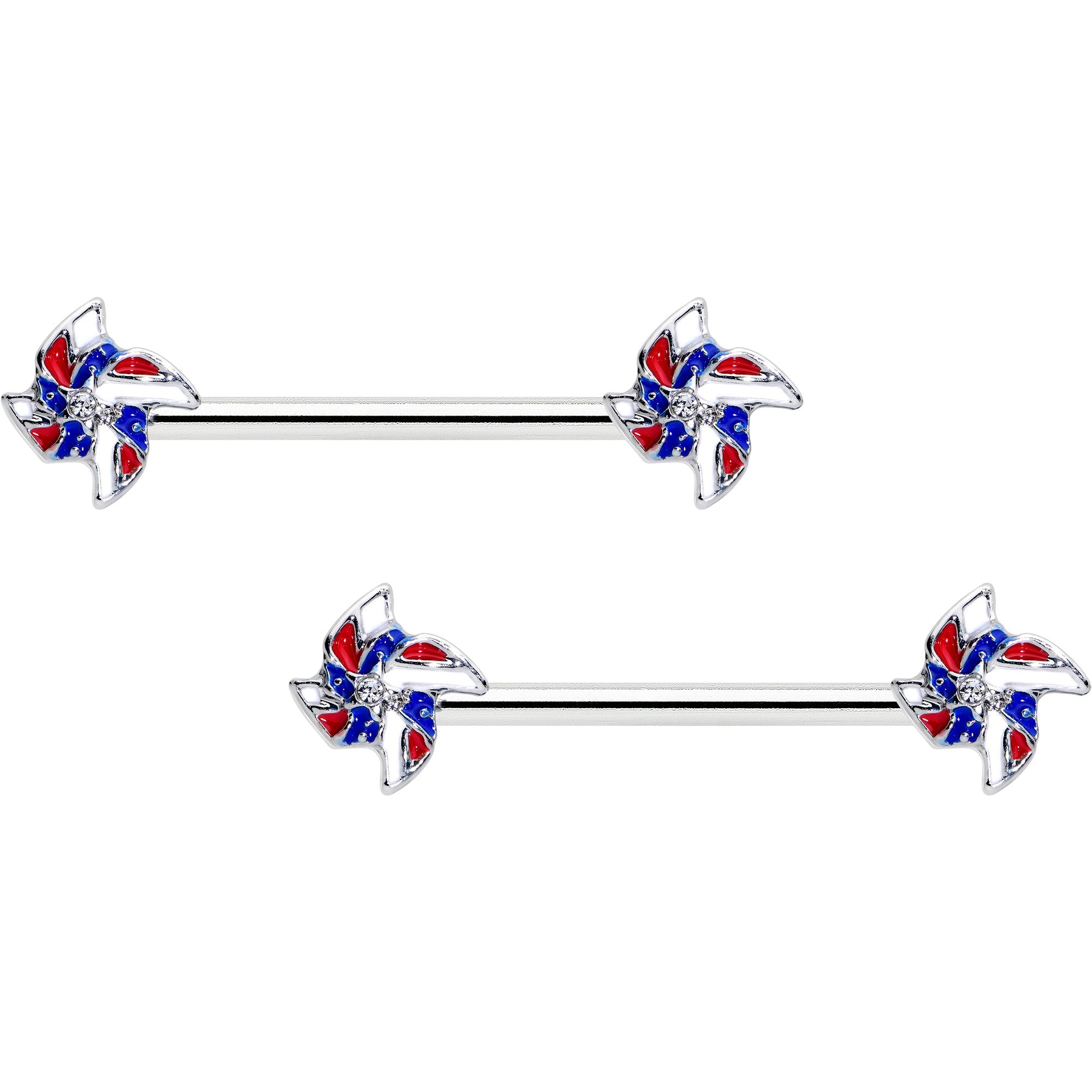 BodyCandy 14G 9/16 Patriotic Pinwheel Barbell Nipple Ring Set — main product shot