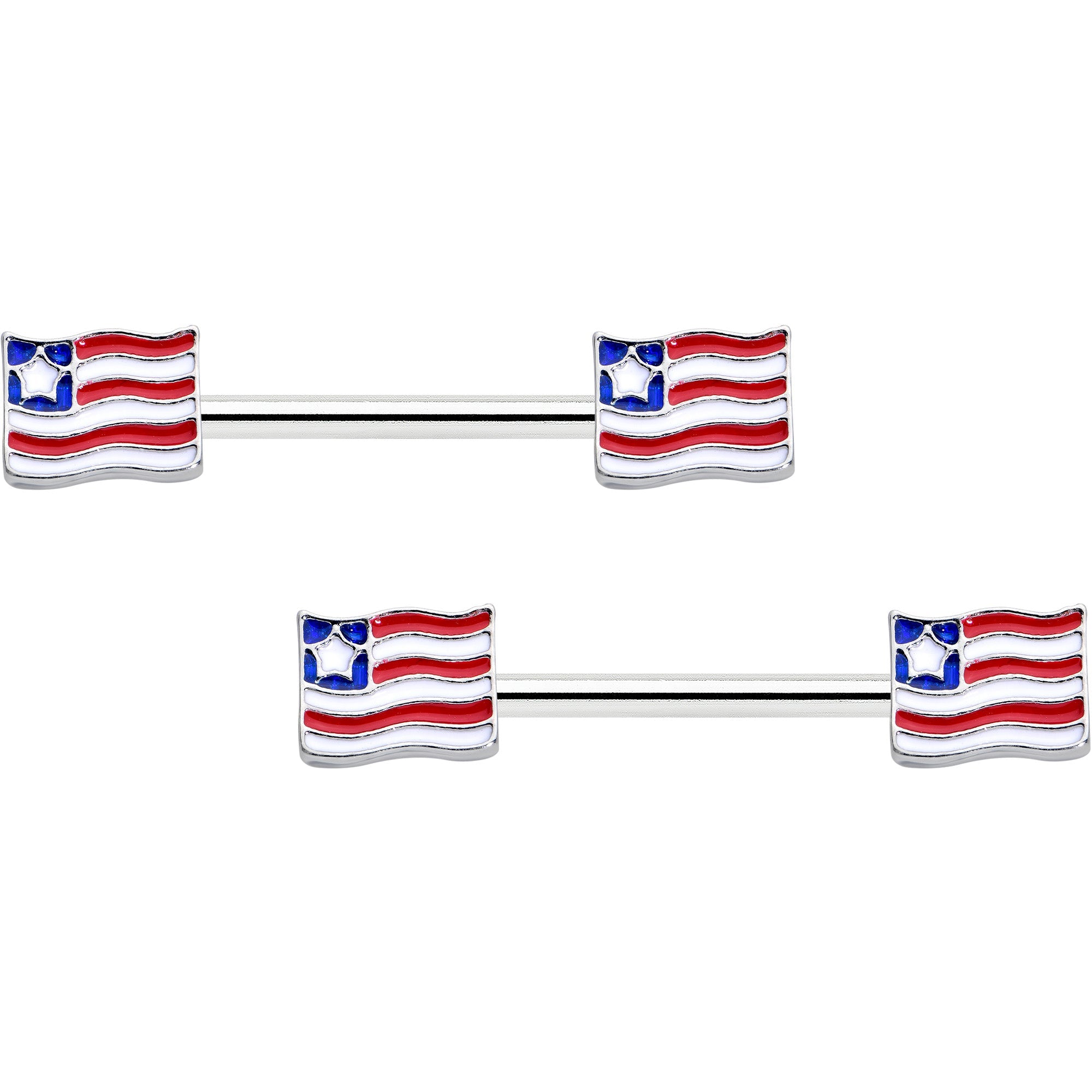 BodyCandy 14G 9/16 Patriotic Flag Barbell Nipple Ring Set — main product shot