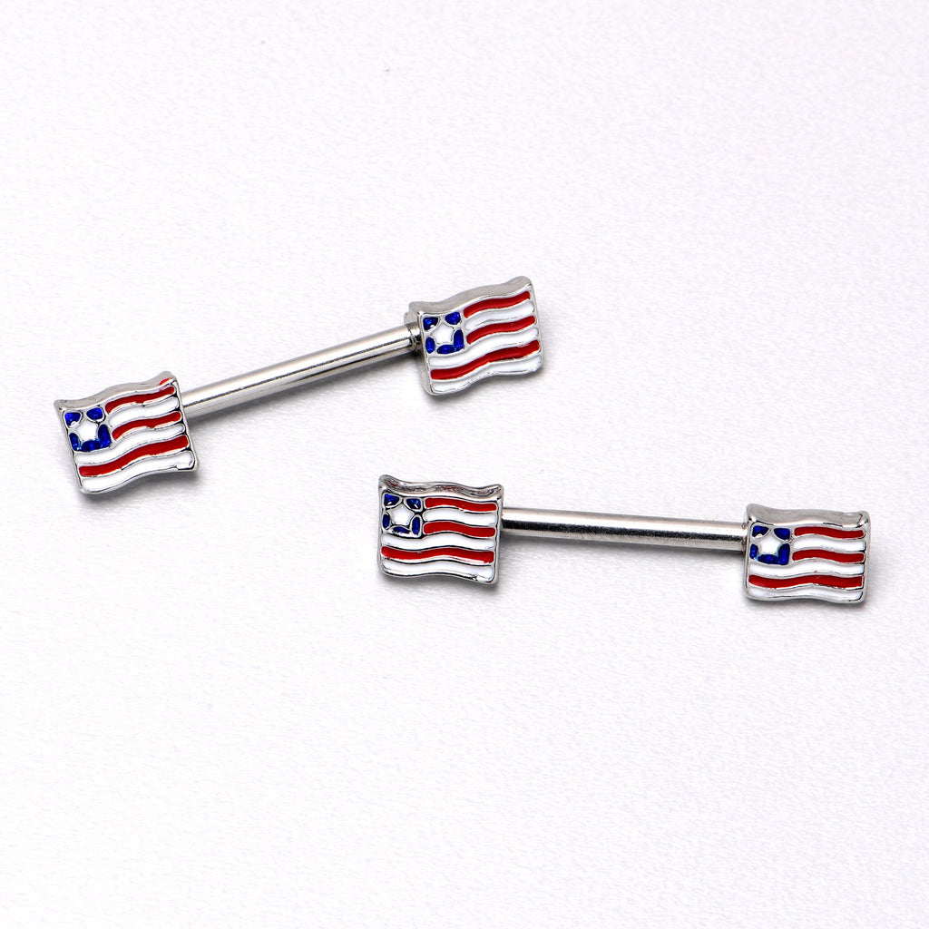 BodyCandy 14G 9/16 Patriotic Flag Barbell Nipple Ring Set — alternative angle