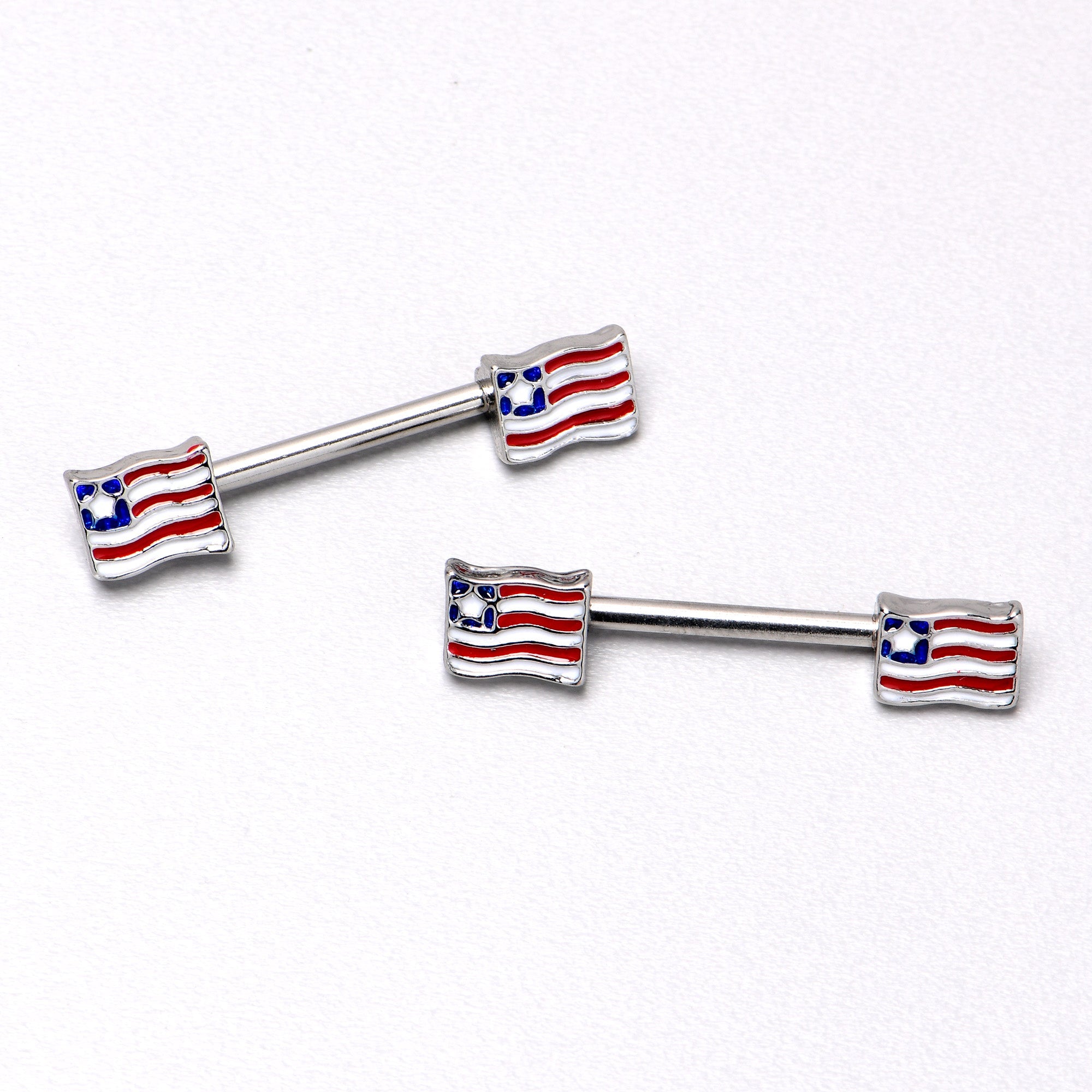 BodyCandy 14G 9/16 Patriotic Flag Barbell Nipple Ring Set — alternative angle