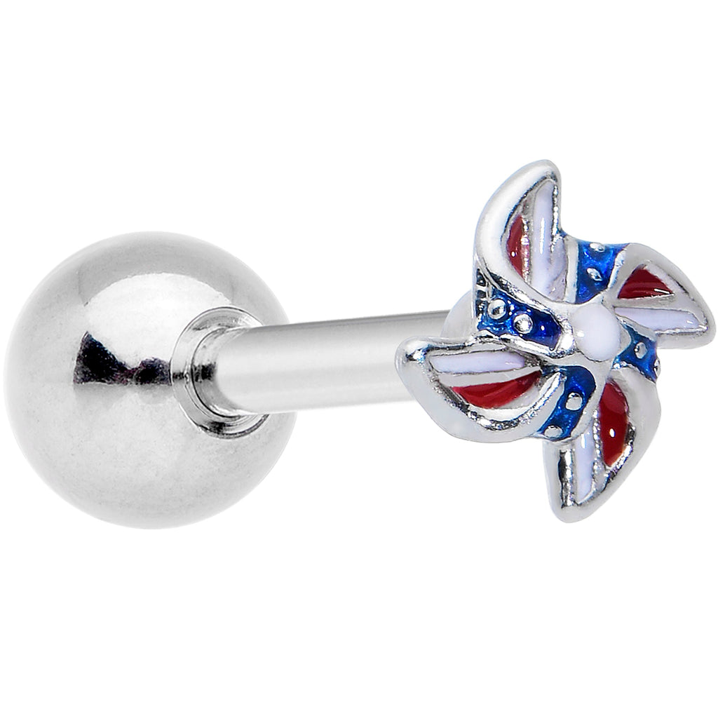 BodyCandy 16G 1/4 Patriotic Pinwheel Cartilage Tragus Earring — main product shot