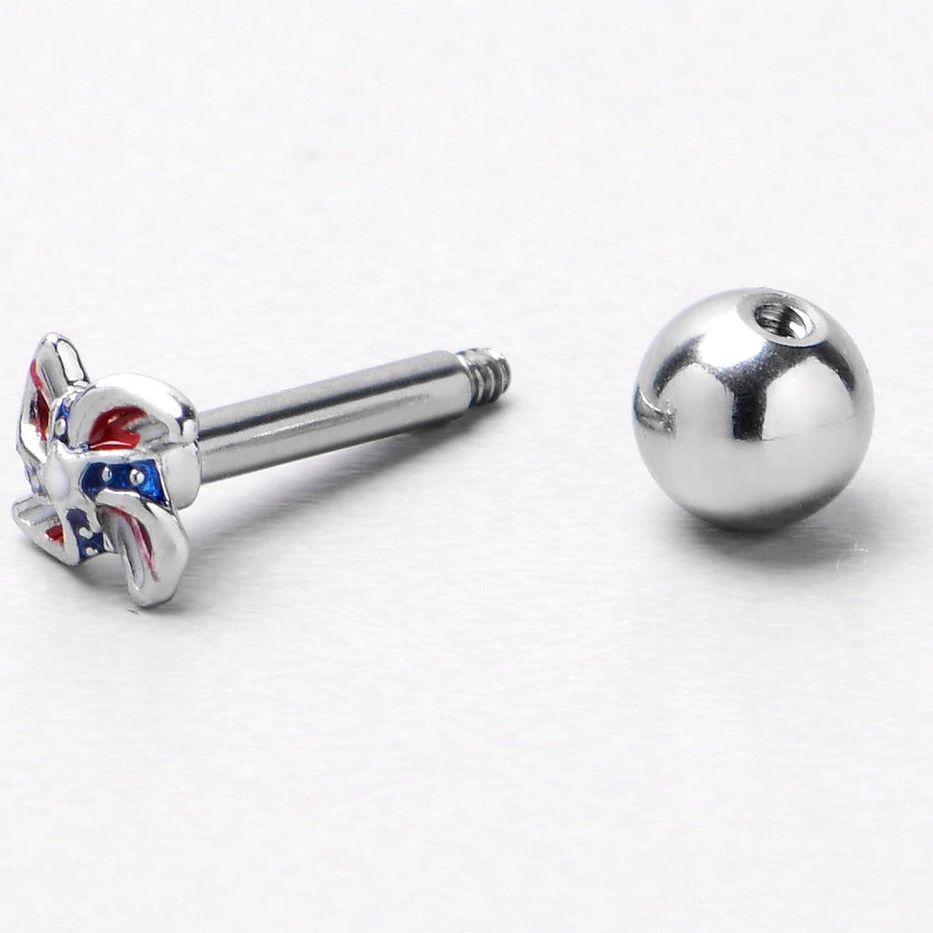 BodyCandy 16G 1/4 Patriotic Pinwheel Cartilage Tragus Earring — side view