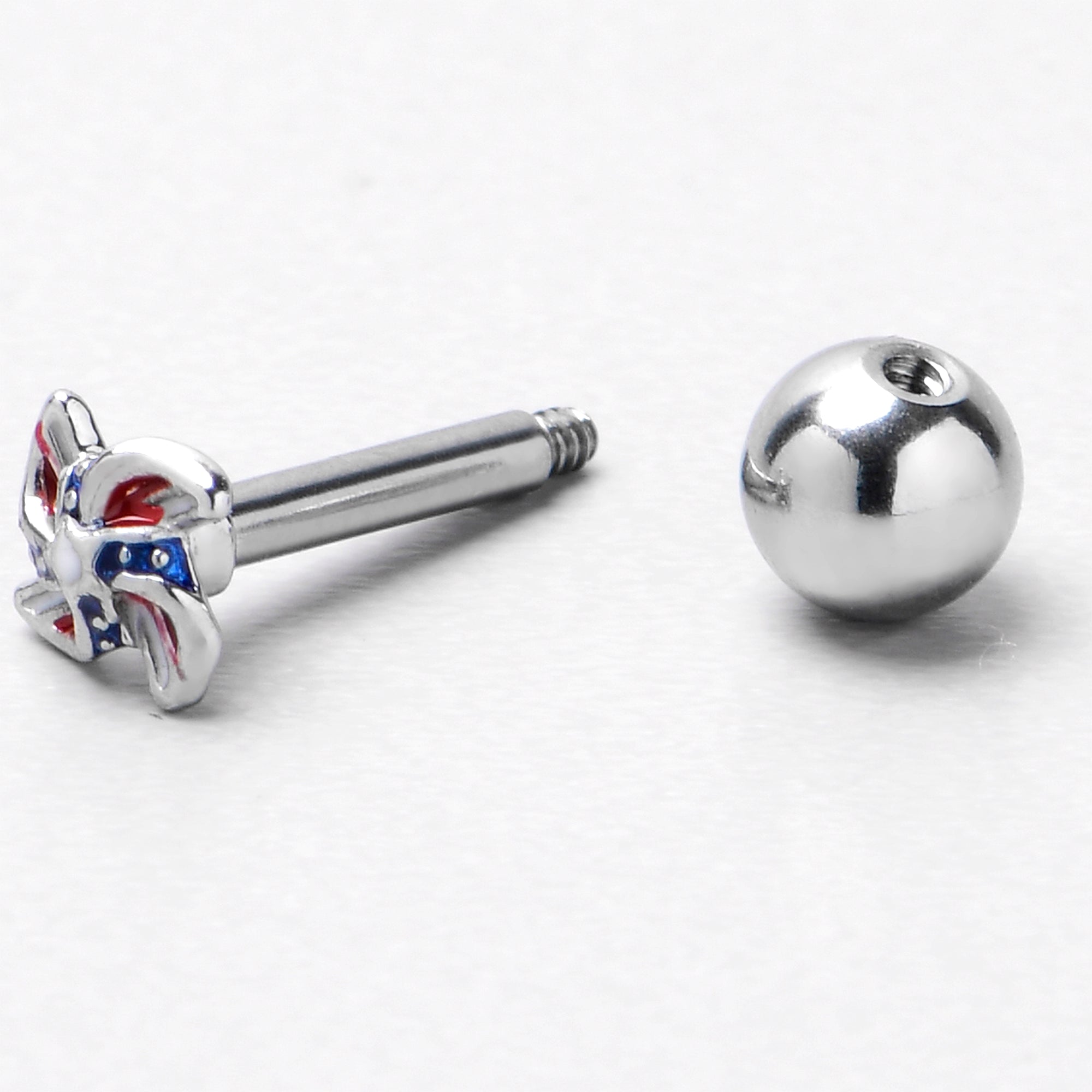 BodyCandy 16G 1/4 Patriotic Pinwheel Cartilage Tragus Earring — side view