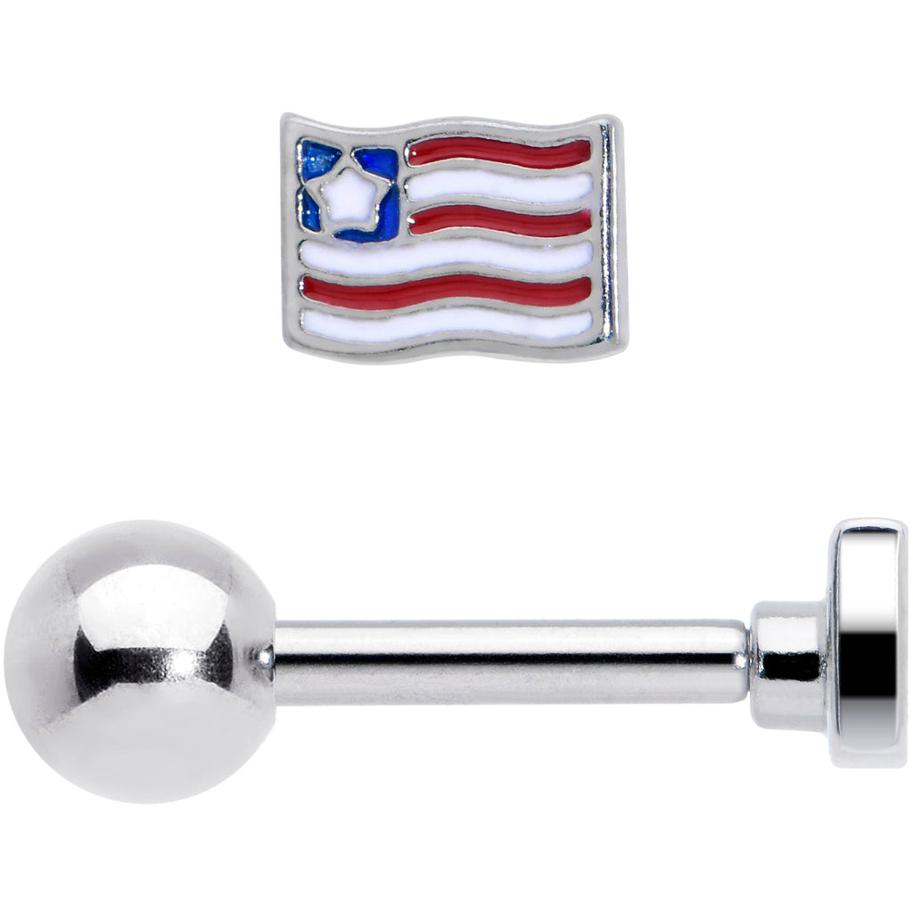 BodyCandy 16G 1/4 Patriotic Flag Cartilage Tragus Earring — detail close-up