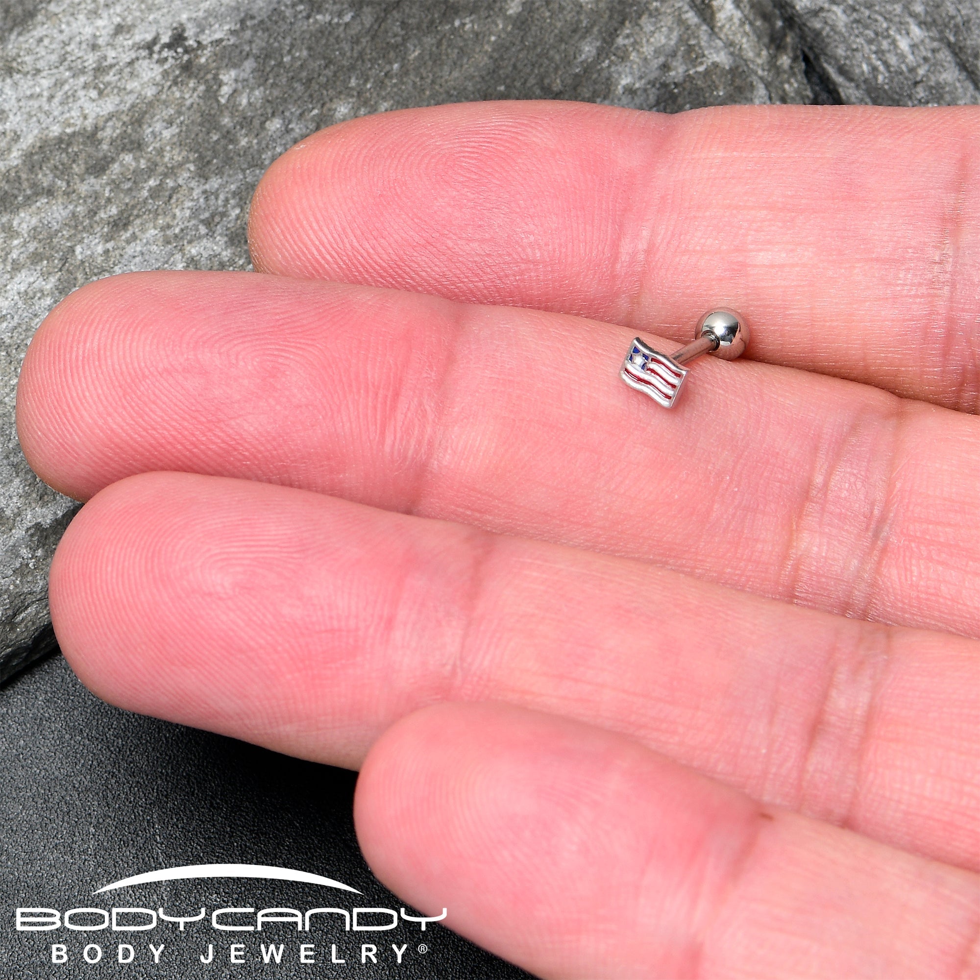 BodyCandy 16G 1/4 Patriotic Flag Cartilage Tragus Earring — lifestyle context