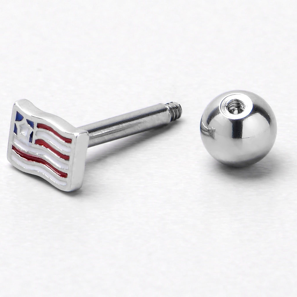 BodyCandy 16G 1/4 Patriotic Flag Cartilage Tragus Earring — side view