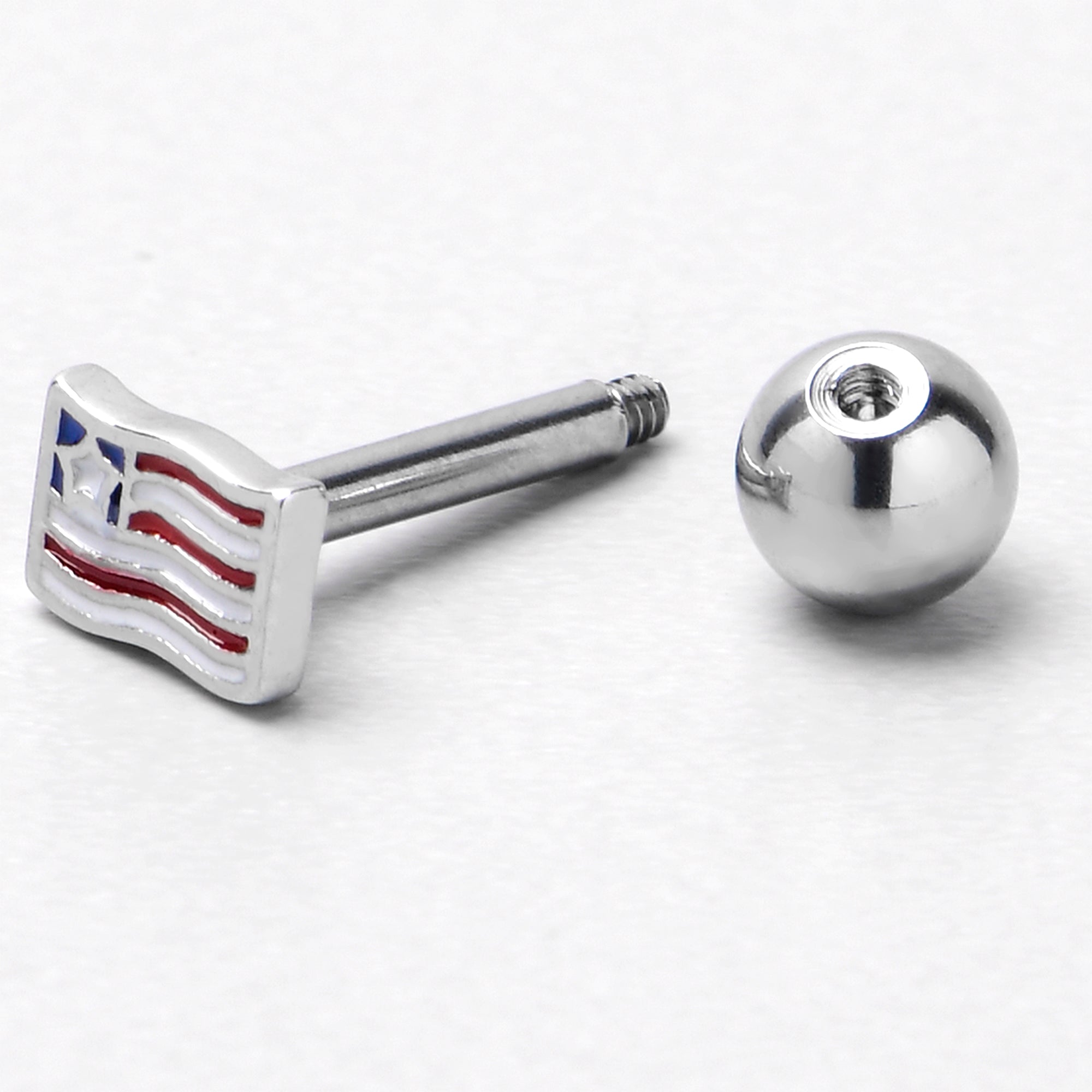 BodyCandy 16G 1/4 Patriotic Flag Cartilage Tragus Earring — side view