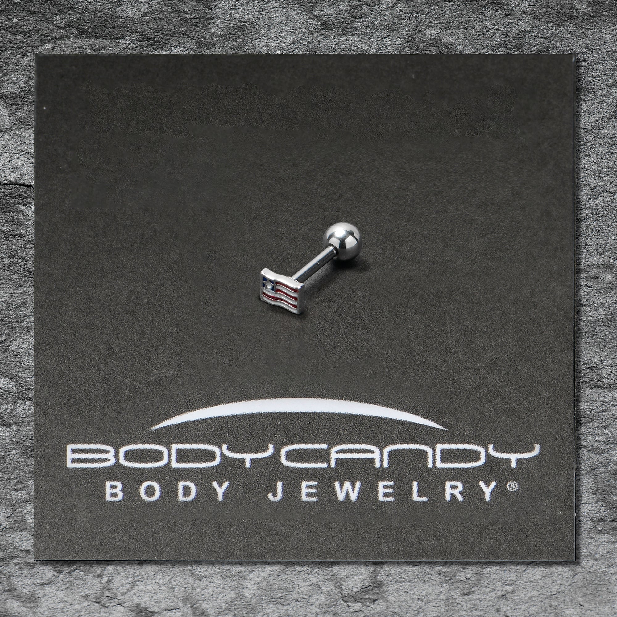 BodyCandy 16G 1/4 Patriotic Flag Cartilage Tragus Earring — in-use photo
