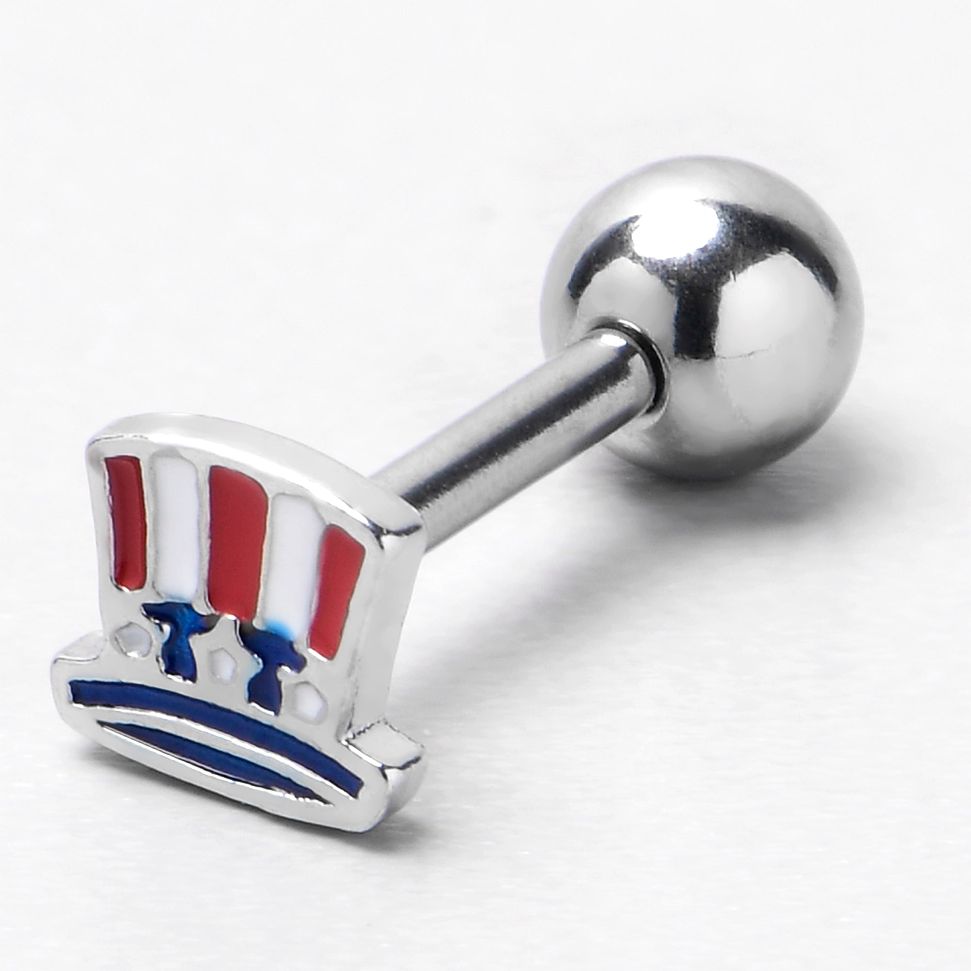 BodyCandy 16G 1/4 Patriotic Uncle Sam Top Hat Cartilage Tragus Earring — alternative angle