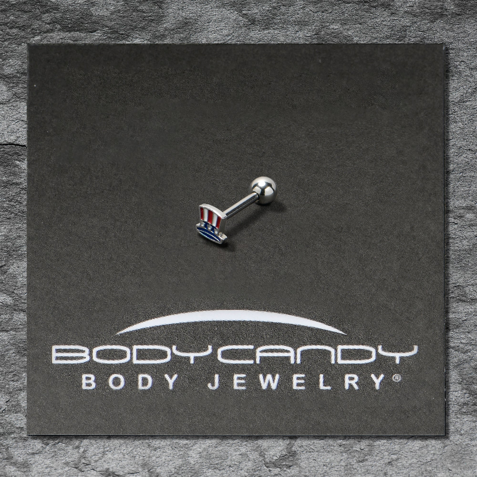 BodyCandy 16G 1/4 Patriotic Uncle Sam Top Hat Cartilage Tragus Earring — in-use photo
