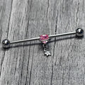 BodyCandy 14G Pink CZ Gem Starry Saturn Heart Dangle Industrial Barbell 38mm — main product shot