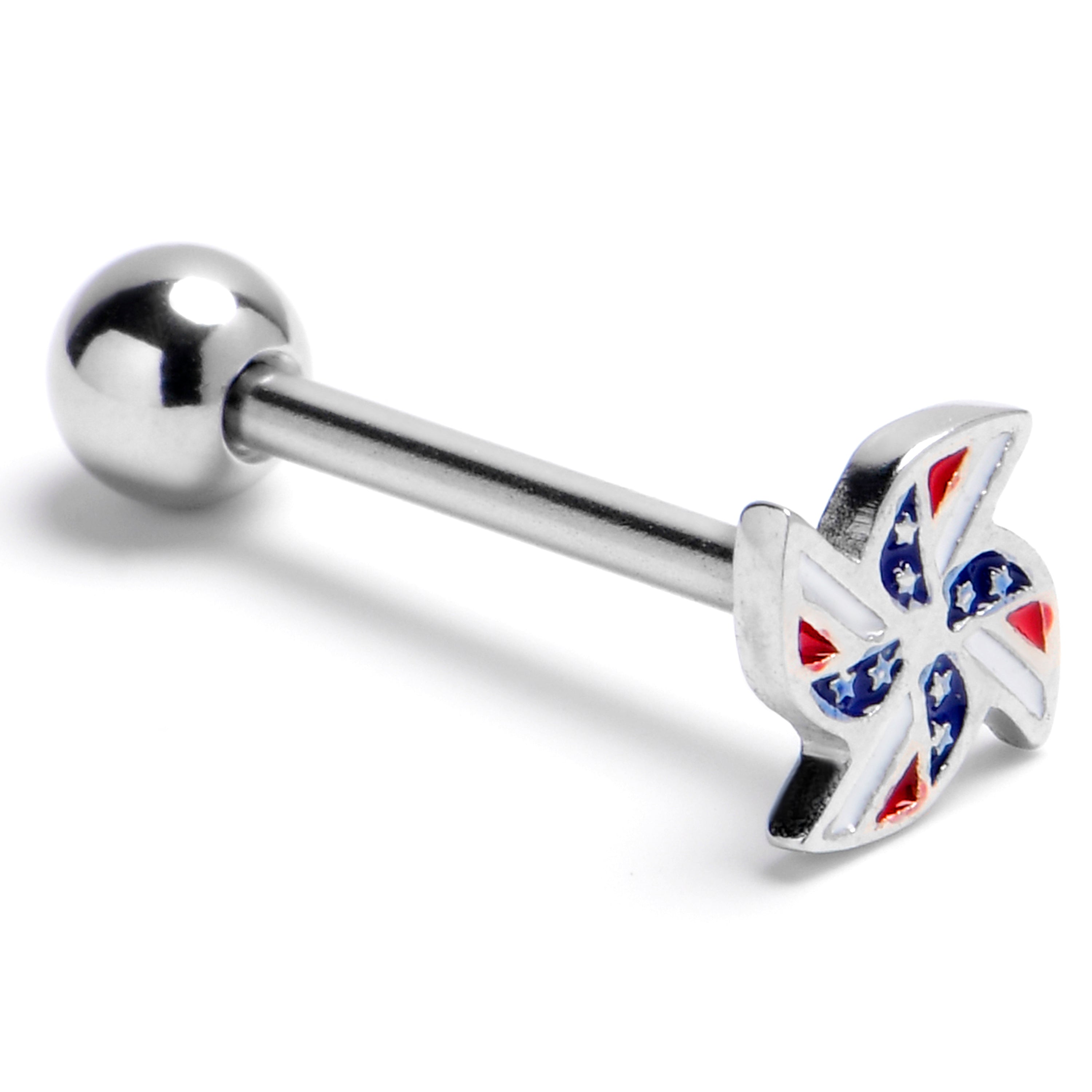 BodyCandy Patriotic Pinwheel Barbell Tongue Ring — main product shot
