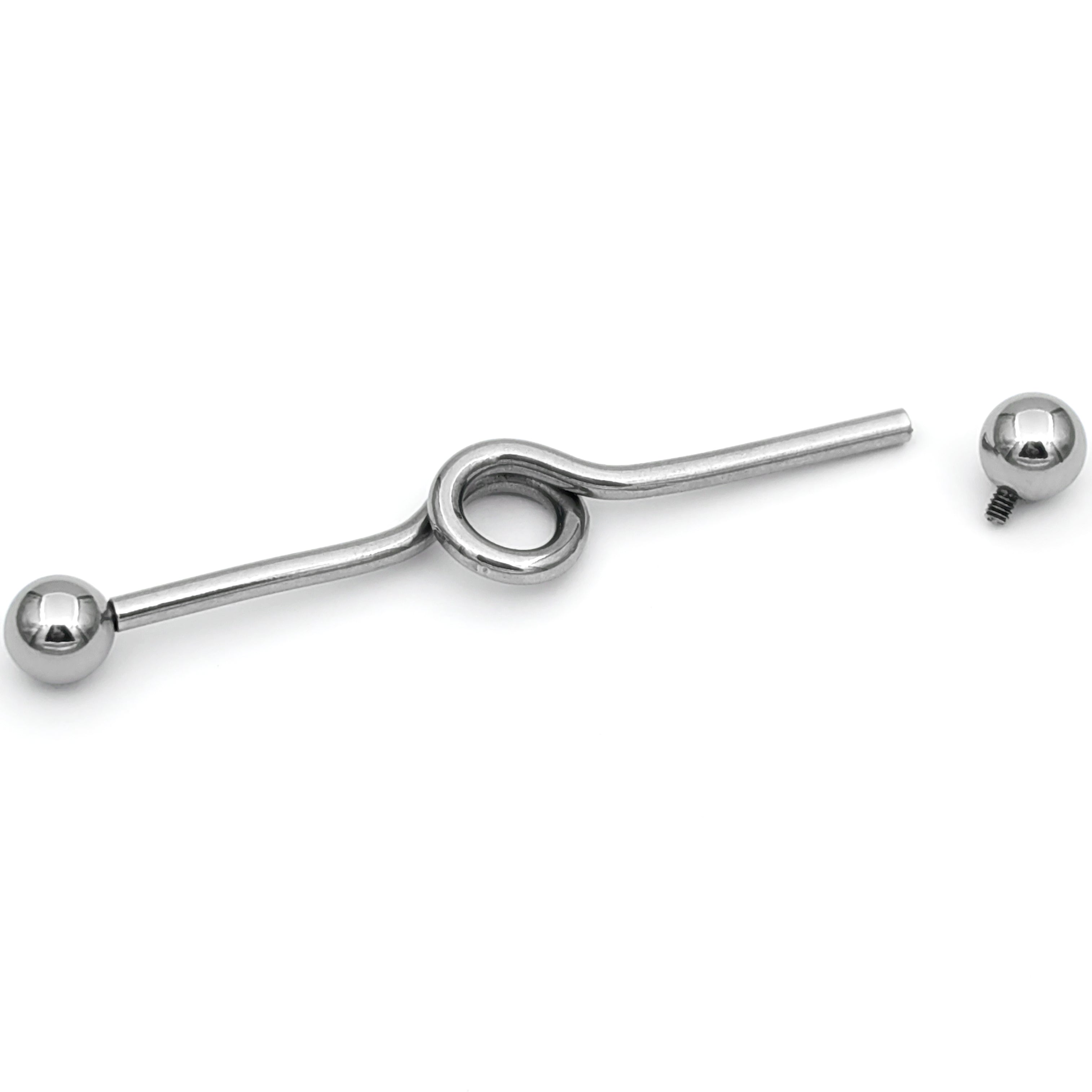 BodyCandy 14G Internally Threaded Simple Loop Project Bar 38mm — main product shot
