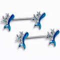 BodyCandy 14G 9/16 Blue Gem Blue Mermaid Tail Stars Barbell Nipple Ring  Set — main product shot