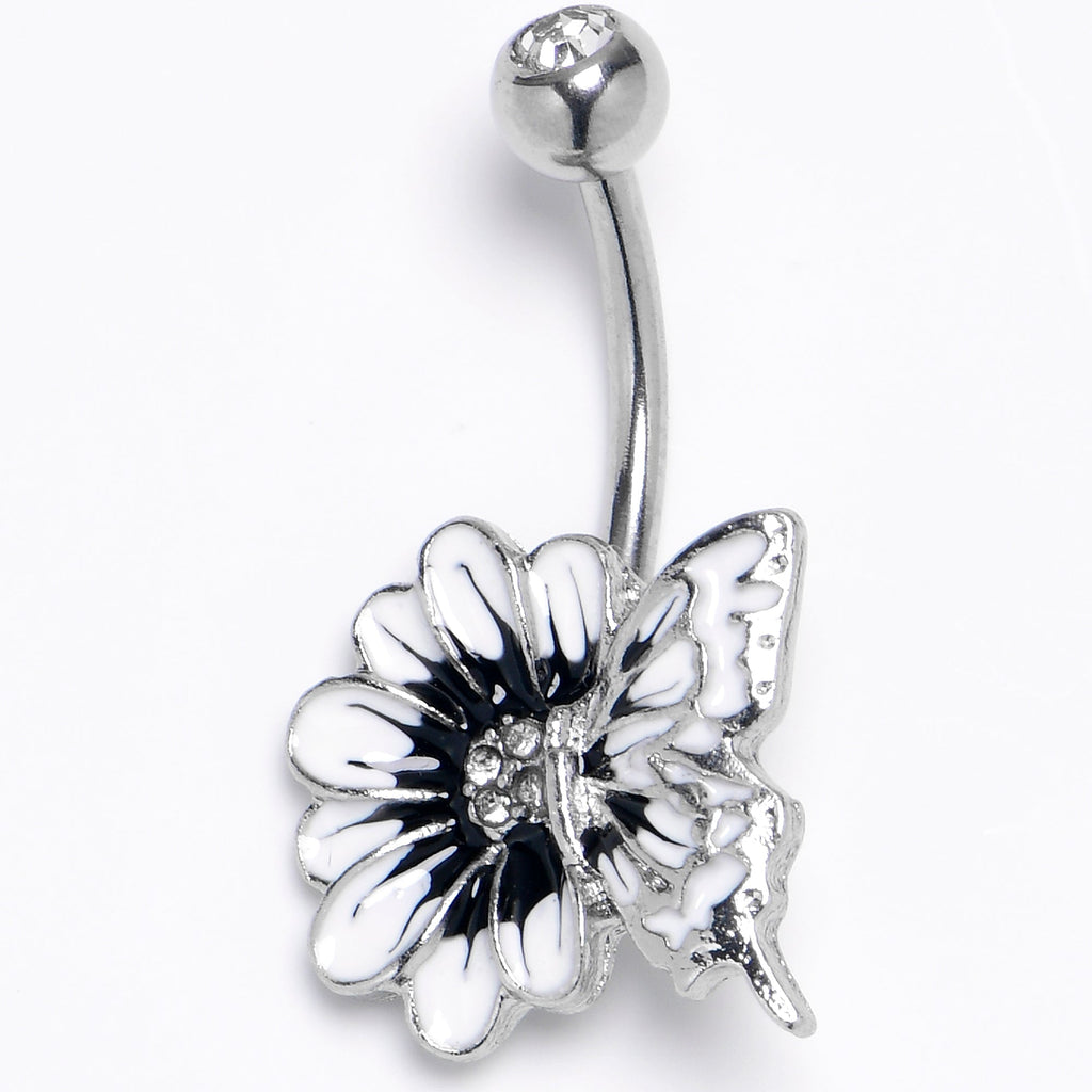 BodyCandy Clear Gem White Flower Butterfly Belly Ring — main product shot