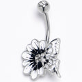 BodyCandy Clear Gem White Flower Butterfly Belly Ring — main product shot