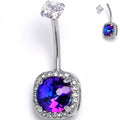 BodyCandy Purple Clear CZ Gem Baroque Square Glam Belly Ring — main product shot